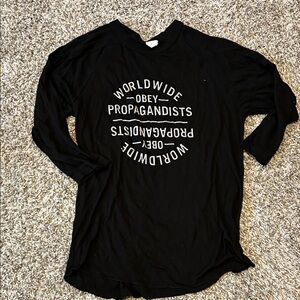 Obey Black Long Sleeve 'Worldwide Propagandists' Graphic Tee